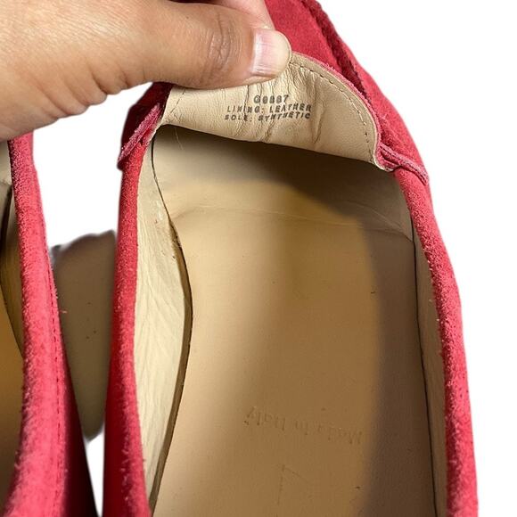 J.Crew Women’s Made in Italy Red Suede Leather Loafers Size 8 Preppy Casual Chic - Picture 8 of 10